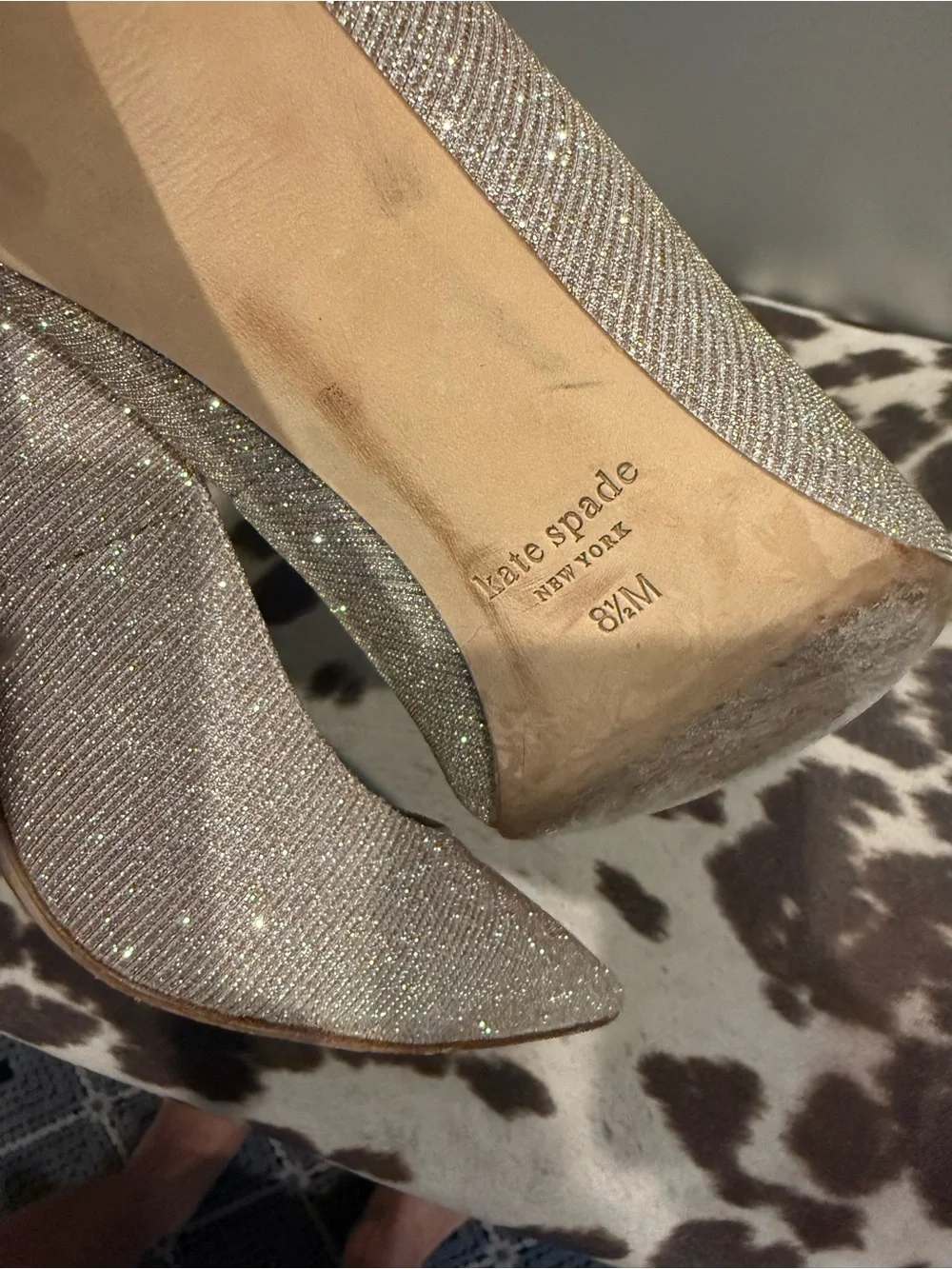 kate spade Glitter Pointed-Toe Pumps in Rose Gold Sparkle